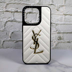 Ysl Leather Phone Case Fashion White For Iphone 12 13 14 15 16 Pro Max Plus Version