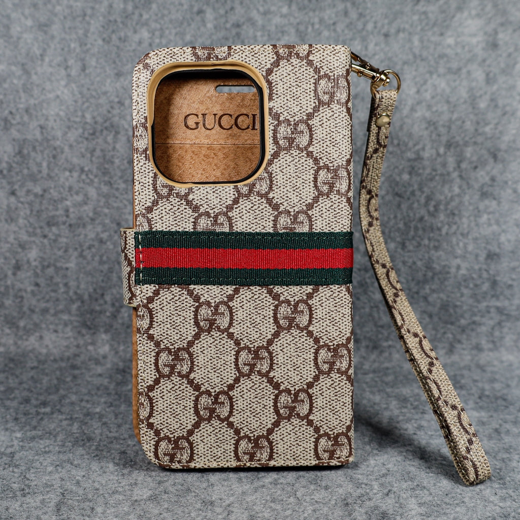 Gg Iphone Wallet Case For 11 12 13 14 15 16 Pro Max Plus / Beige