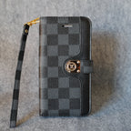 Lv Designer Case Iphone 11 12 13 14 15 16 Pro Max Plus / Black Checkered