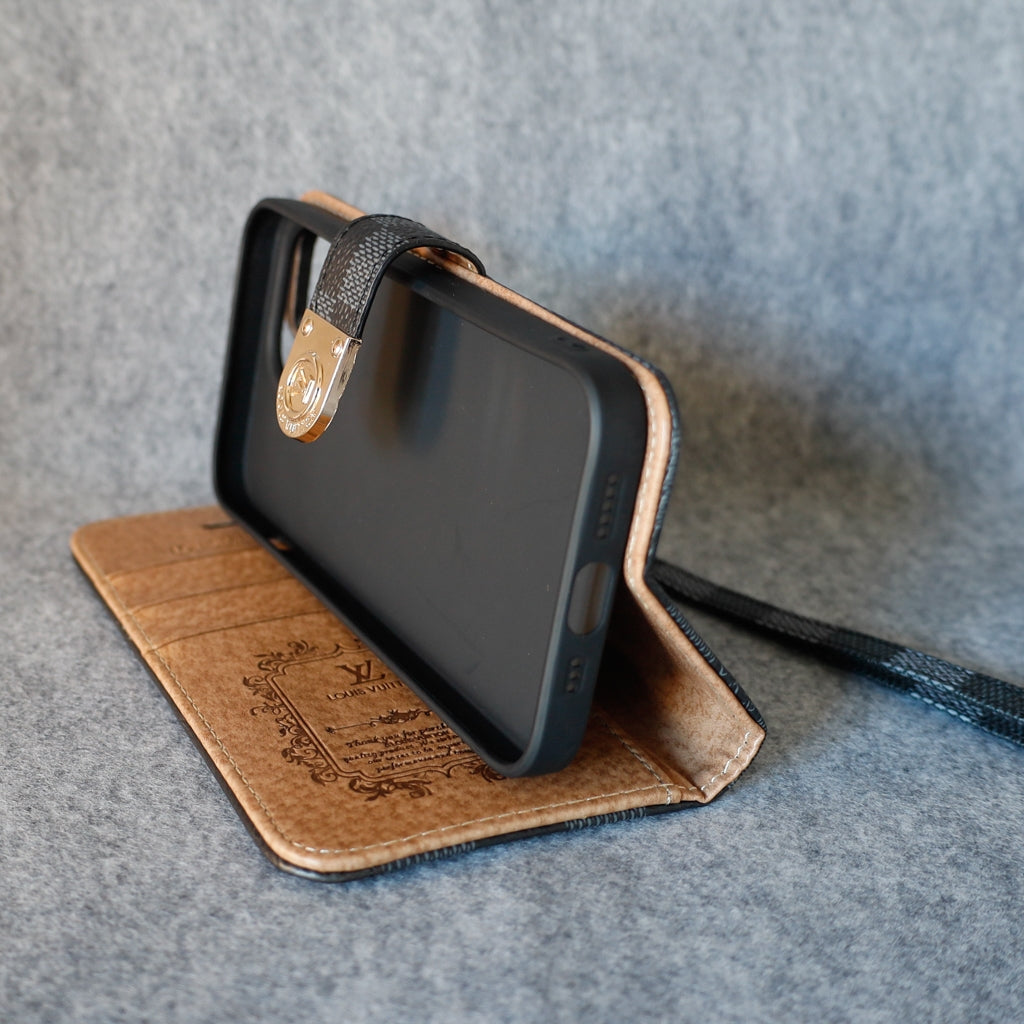 Lv Designer Case Iphone 11 12 13 14 15 16 Pro Max Plus / Black Checkered