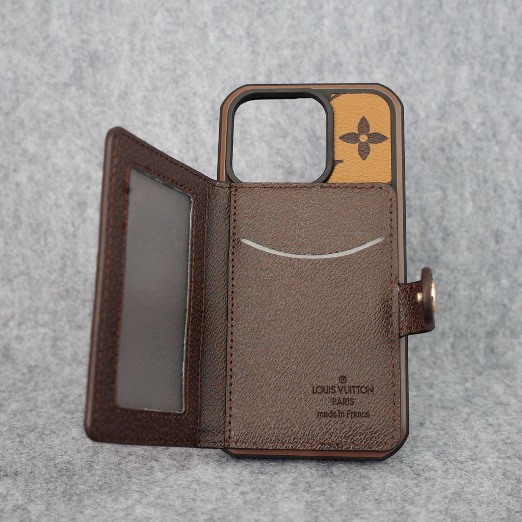 Lv Card Slot Wallet Case For Iphone 12 13 14 15 16 Pro Max Plus