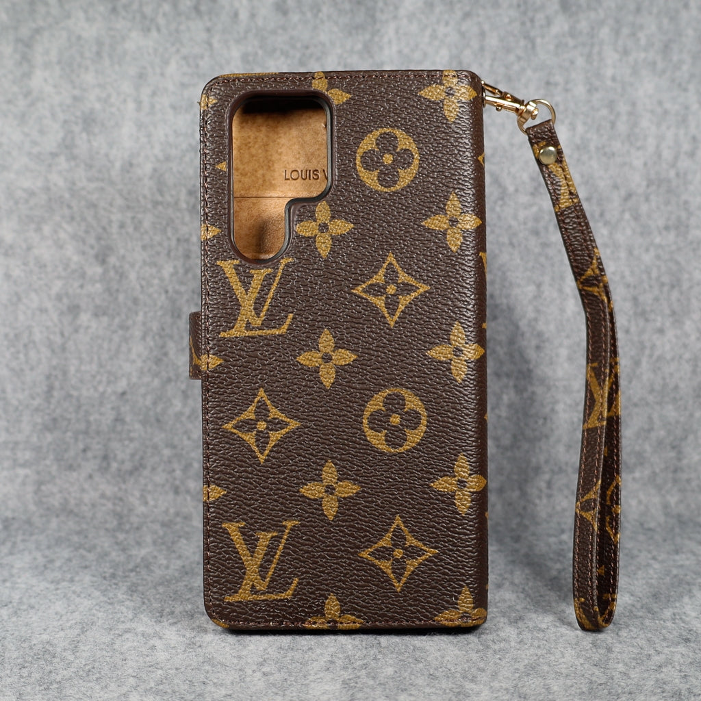 Lv Monogram Leather Phone Case For Samsung Galaxy S22 23 24 25 Ultra Plus