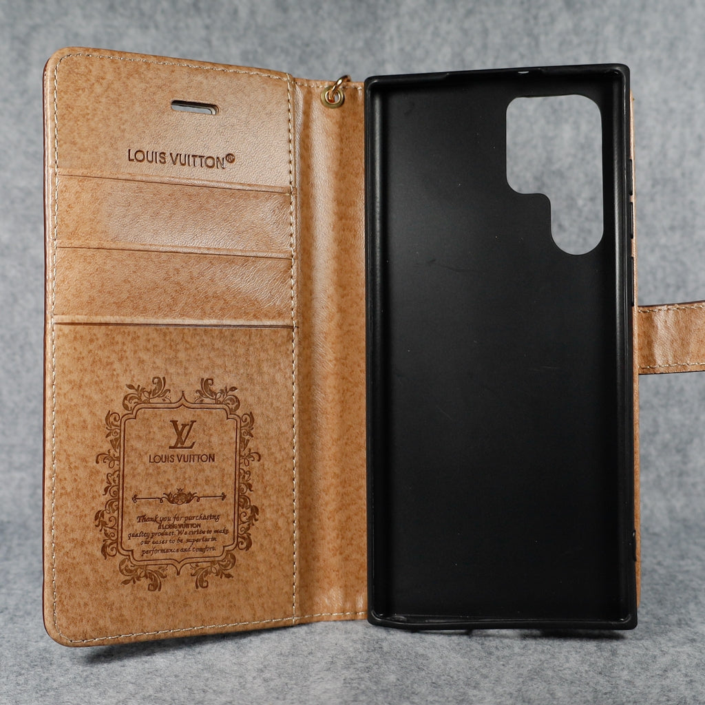 Lv Folio Wallet Phone Case Samsung Galaxy S22 23 24 25 Plus Ultra