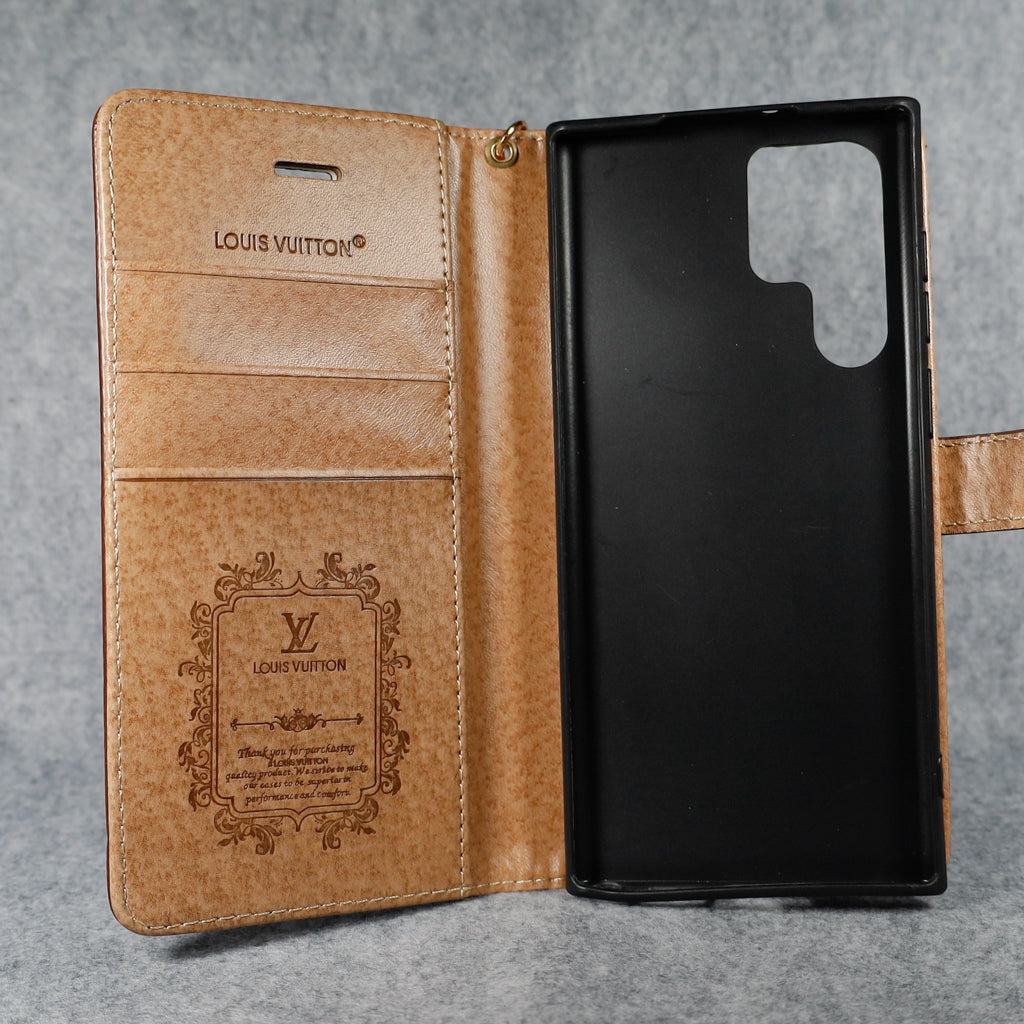Lv Monogram Leather Phone Case For Samsung Galaxy S22 23 24 25 Ultra Plus