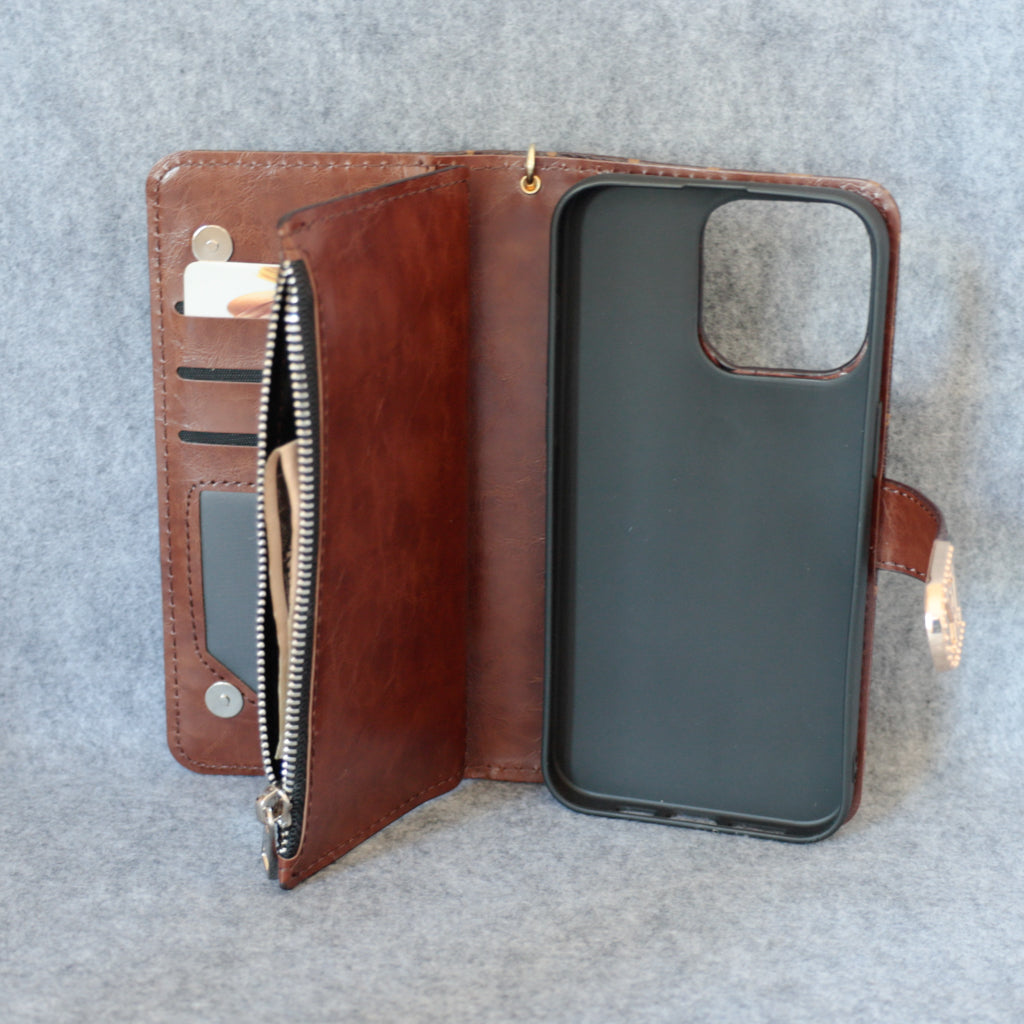 Fashion Lv Wallet Iphone Case Zip Kickstand Function For Iphone 12 13 14 15 16 Pro Max Plus