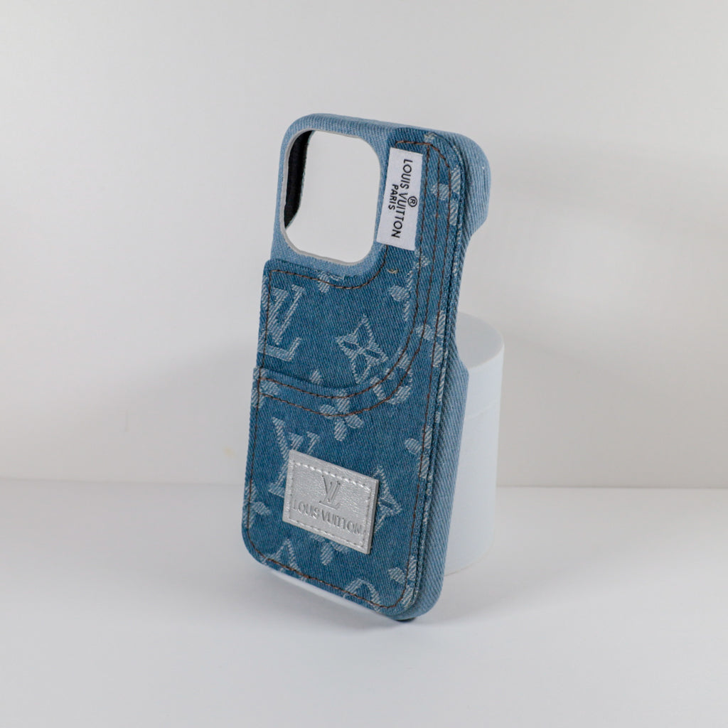 Lv Phone Case 14 Pro Max Light Fabric Denim
