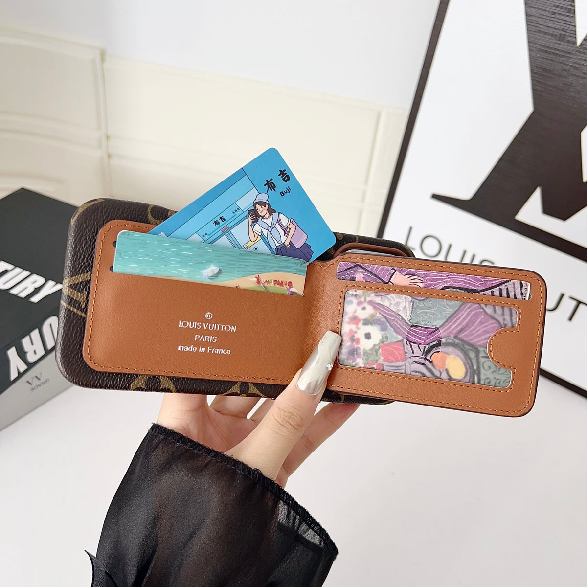 Magnet Card Holder Lv Iphone Case For 13-17 / Pro / Pro Max