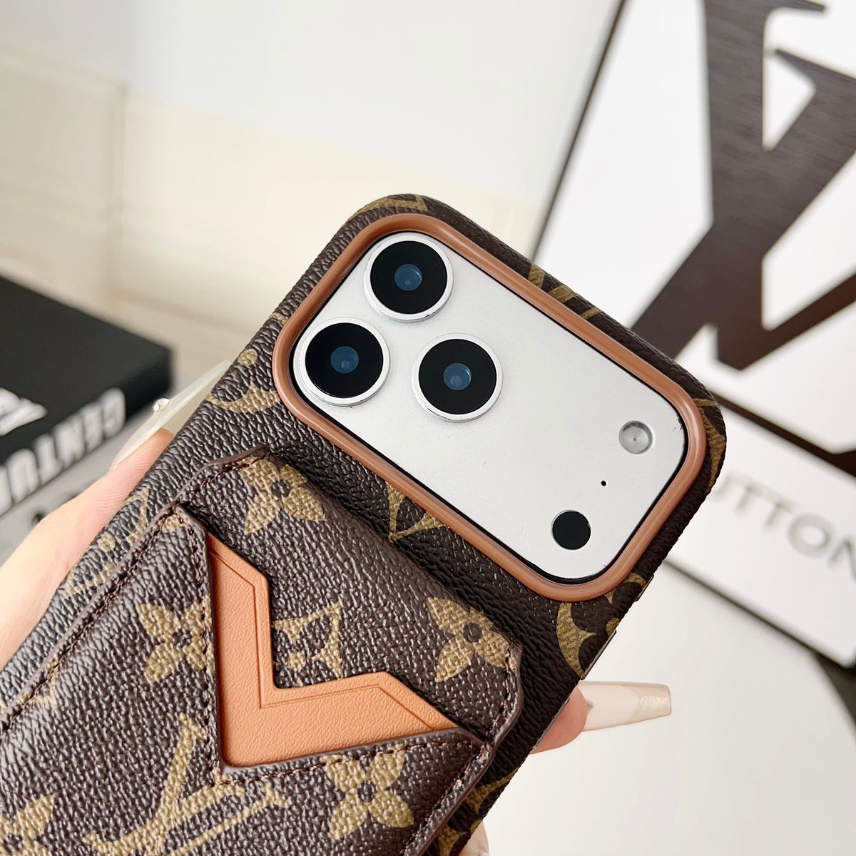 Magnet Card Holder Lv Iphone Case For 13-17 / Pro / Pro Max