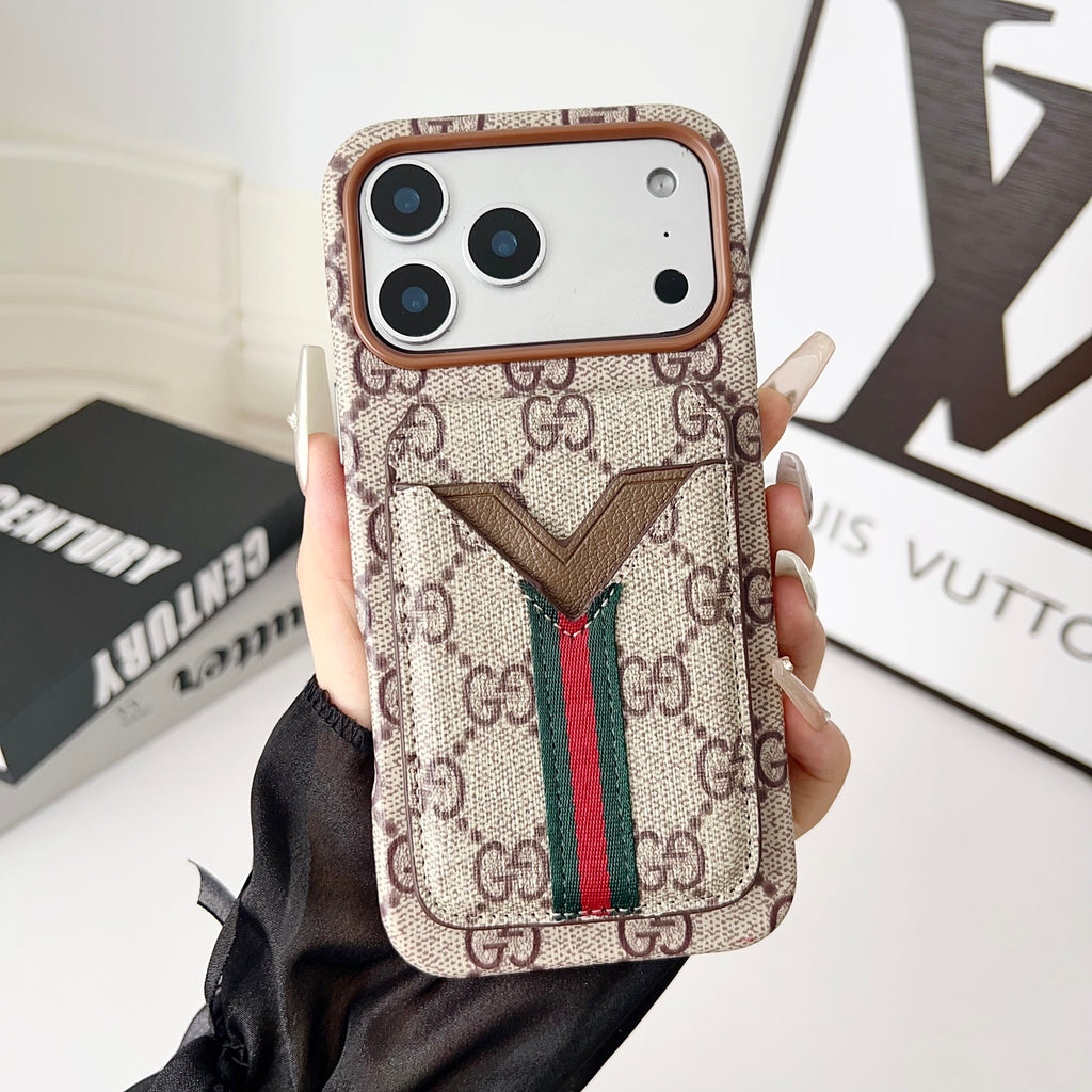 Magnet Card Holder Lv Iphone Case For 13-17 / Pro / Pro Max