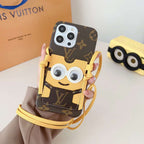 Lv Iphone Case Minions Crossbody For Iphone 11 12 13 14 Pro Max Plus / Brown