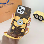 Lv Iphone Case Minions Crossbody For Iphone 11 12 13 14 Pro Max Plus / Brown