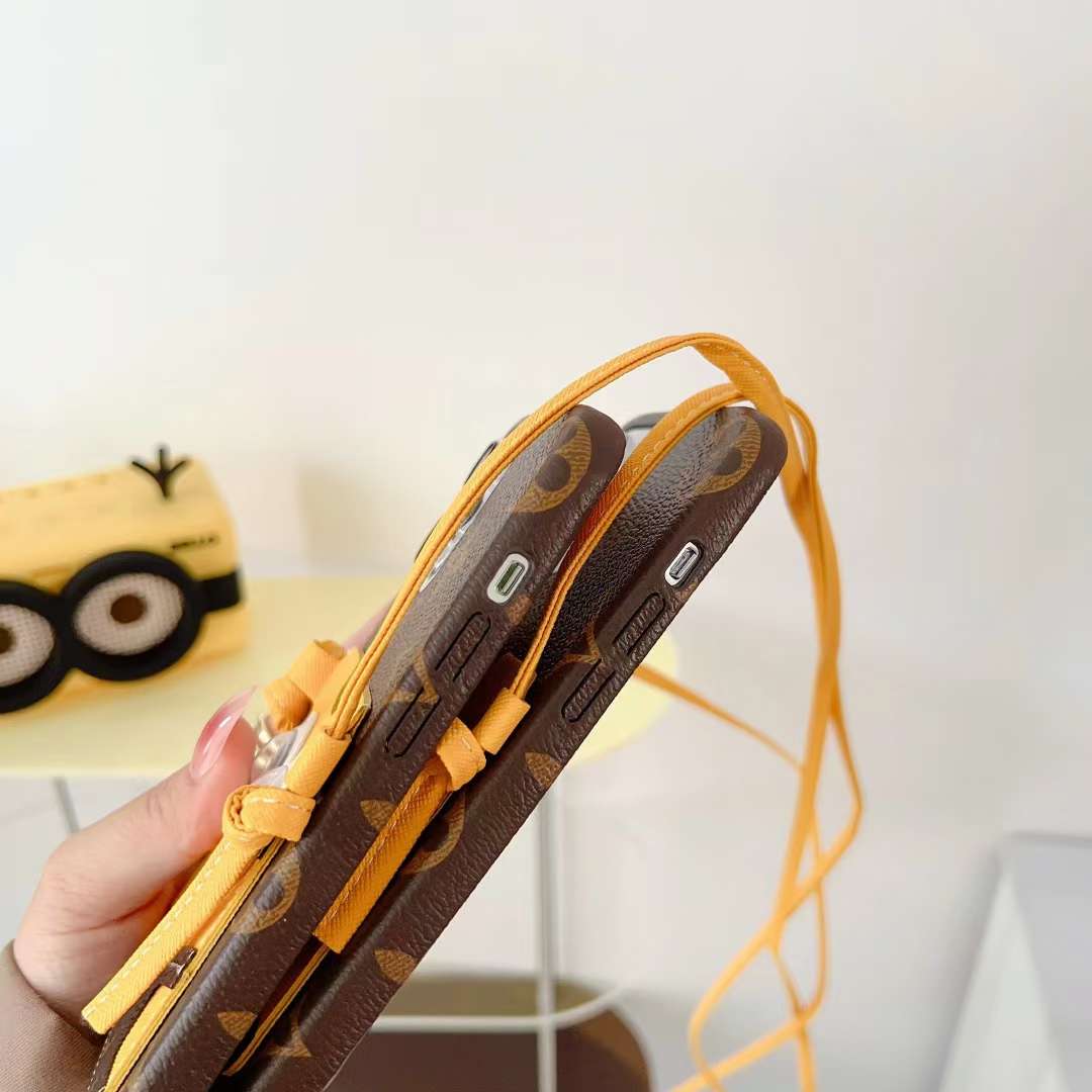 Lv Iphone Case Minions Crossbody For Iphone 11 12 13 14 Pro Max Plus / Brown