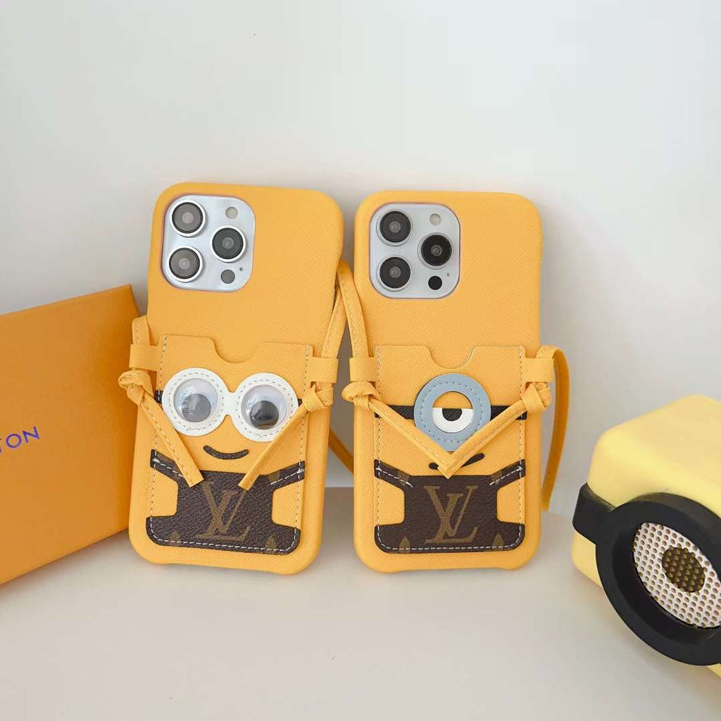 Lv Phone Case Minions Crossbody For Iphone 11 12 13 14 Pro Max Plus / Yellow