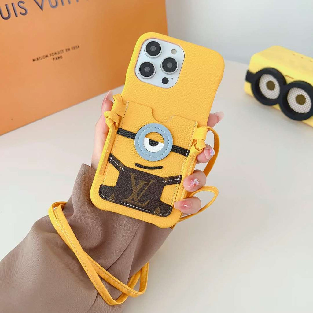 Lv Phone Case Minions Crossbody For Iphone 11 12 13 14 Pro Max Plus / Yellow