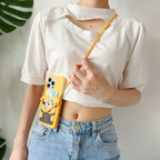 Lv Phone Case Minions Crossbody For Iphone 11 12 13 14 Pro Max Plus / Yellow