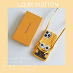 Lv Phone Case Minions Crossbody For Iphone 11 12 13 14 Pro Max Plus / Yellow