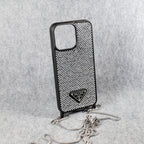 Prada Rhinestone Phone Case For Iphone 12 13 14 15 Pro Max Plus