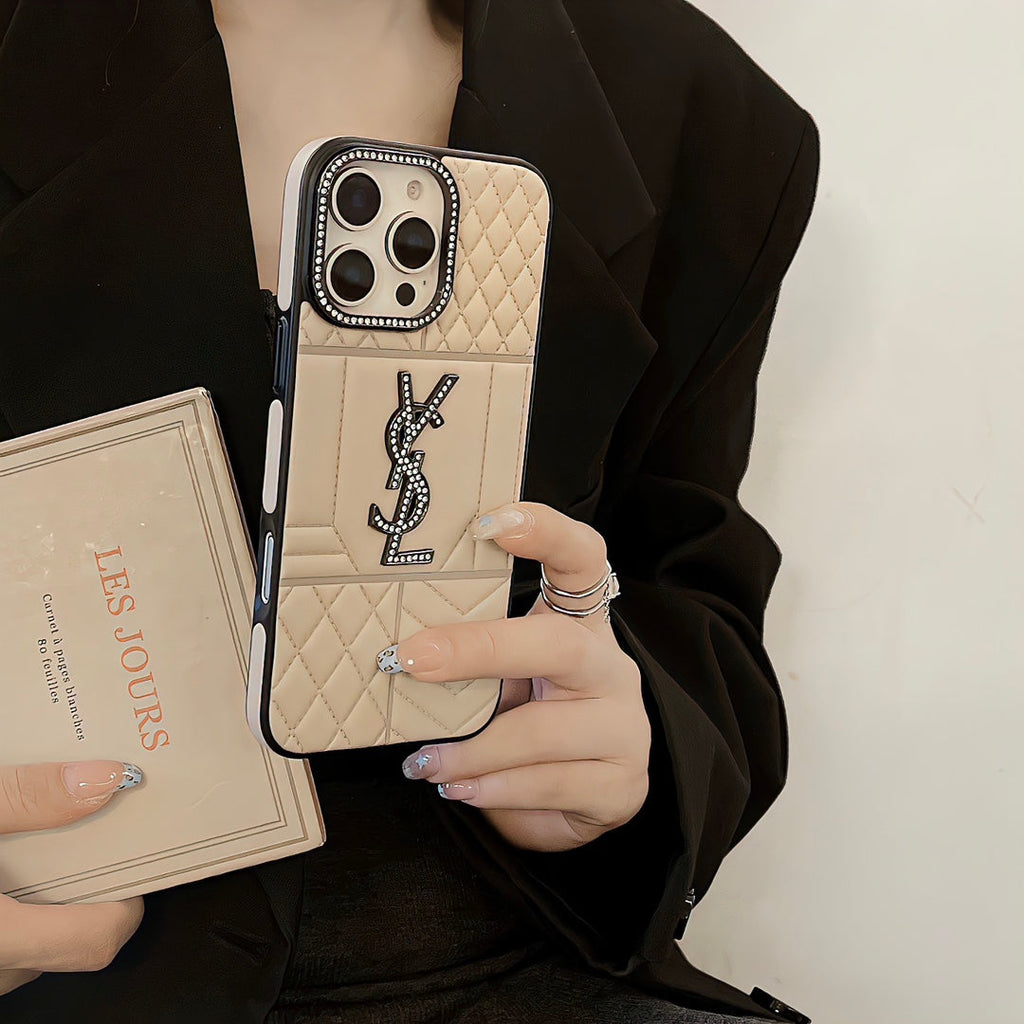 Ysl Luxury Iphone Case Rhinestone For Iphone 12-16 Pro Max