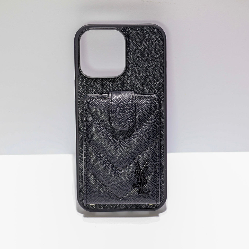 Iphone Case Ysl Leather Card Holder For 12 13 14 15 16 Pro Max Series