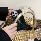 Ysl Luxury Iphone Case Rhinestone For Iphone 12-16 Pro Max