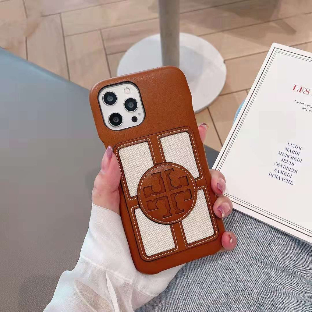 Stamped Leather Tb Iphone Case For Iphone 11 12 13 14 Pro Max