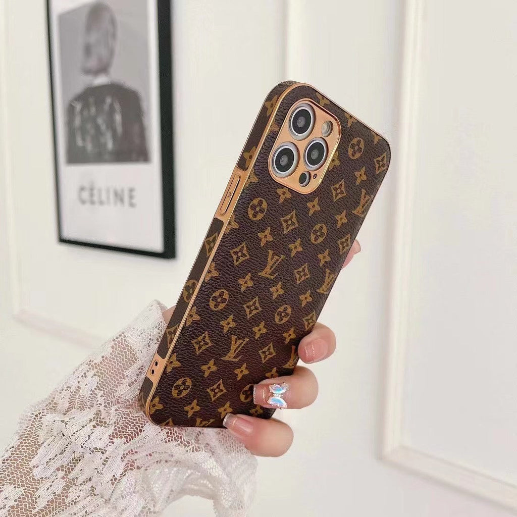 Lv Monogram Iphone Case Brown Pattern 11 12 13 14 15 16 Series