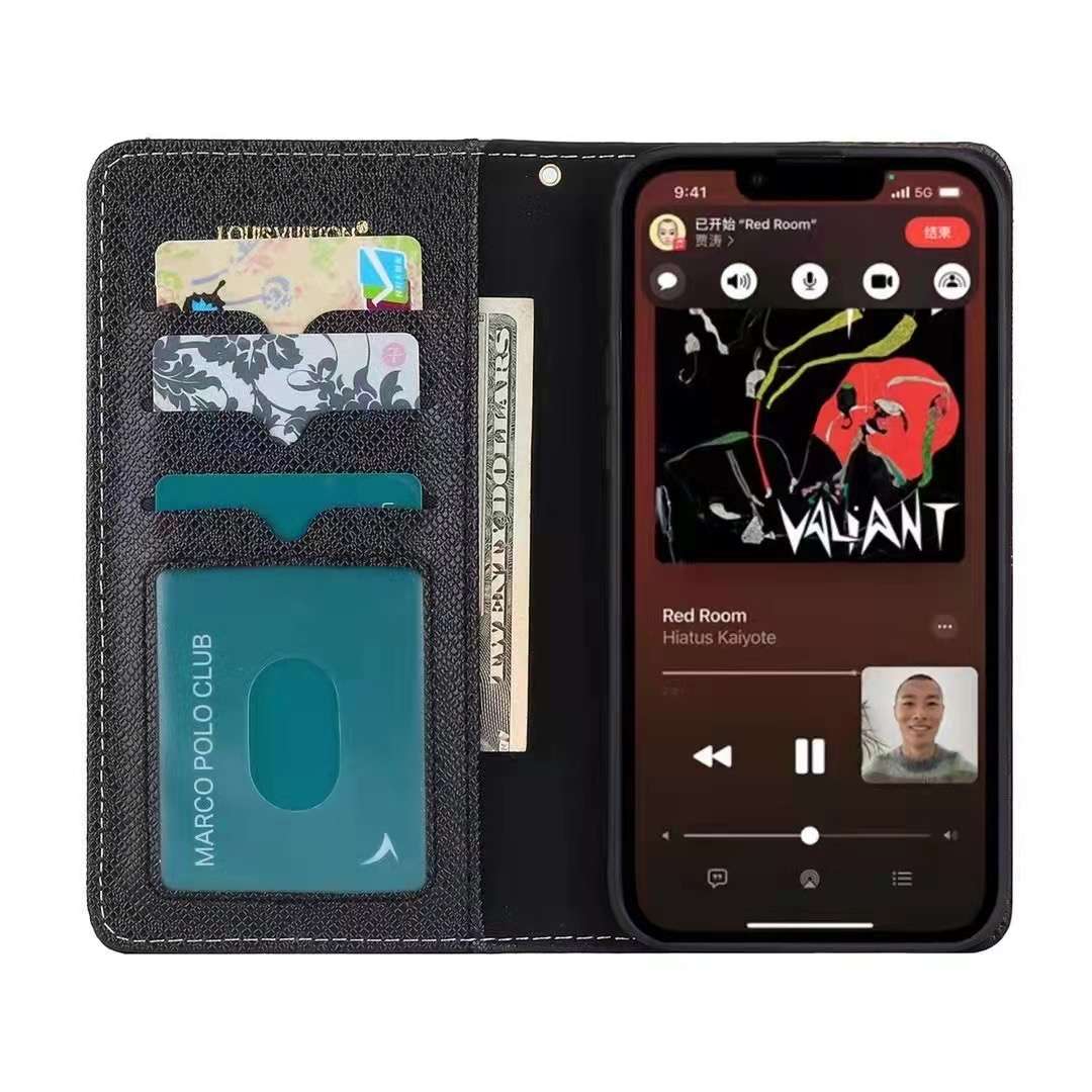 Blue Denim Leather Wallet Case Kickstand Function Iphone X 11 12 13 14 15 16 Pro Max Plus