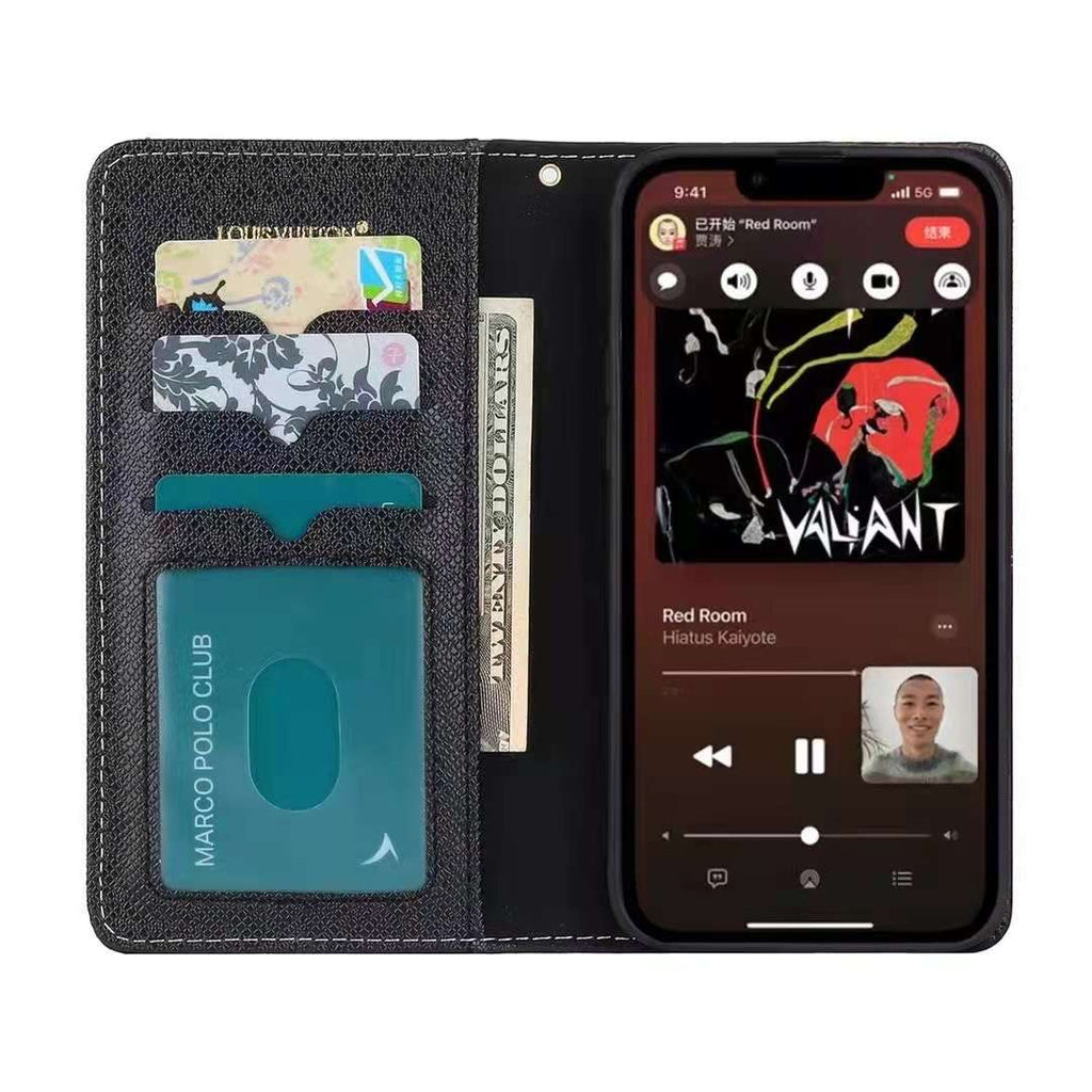 Red Denim Leather Wallet Flip Case Kickstand Function Iphone X 11 12 13 14 15 16 Pro Max Plus