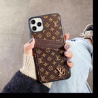Duel Card Slot Leather Back Cover Case Iphone 11 12 13 14 15 16 Pro Max Plus