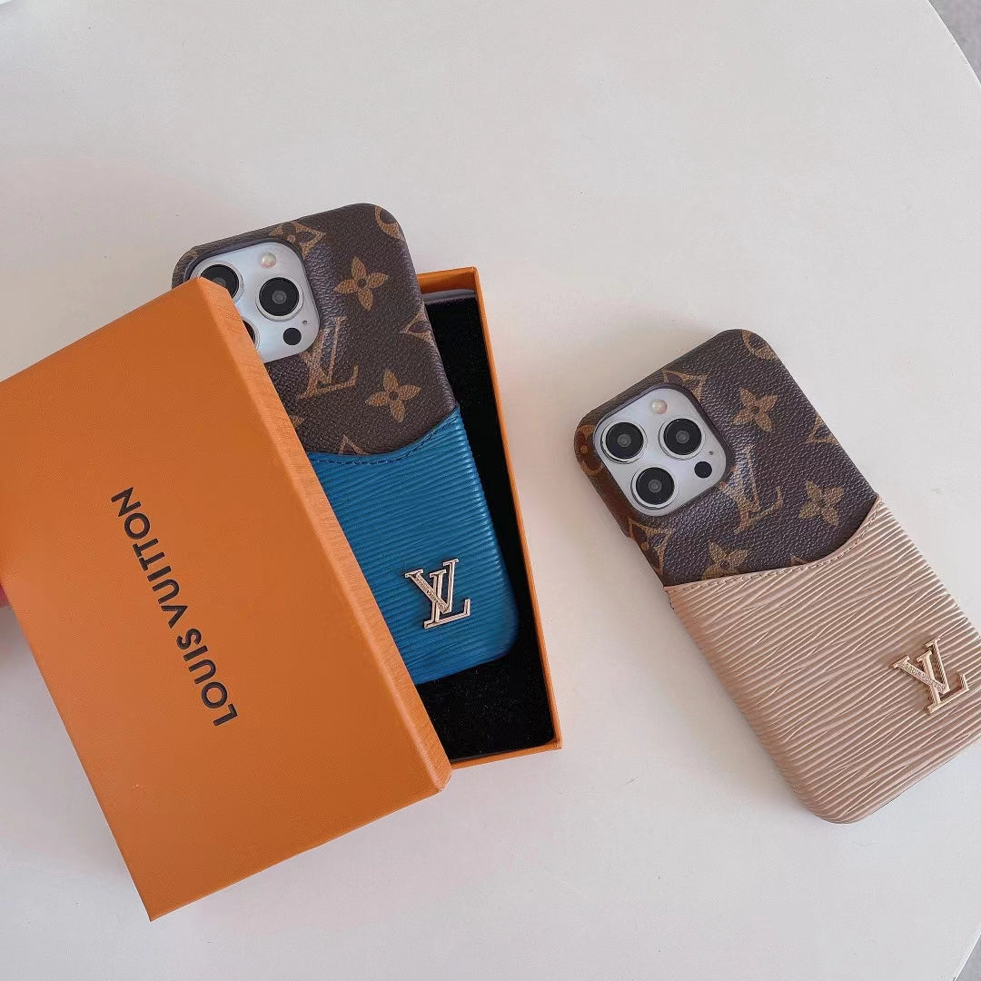 Luxury Lv Phone Case Colored Card Holder Patch Iphone 16 Pro Max Plus Series