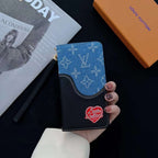 Blue Denim Leather Wallet Case Kickstand Function Iphone X 11 12 13 14 15 16 Pro Max Plus